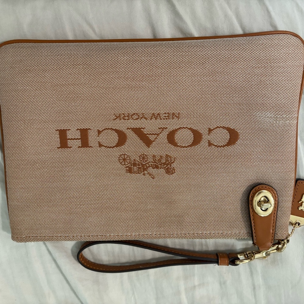 Coach Brown Wristlet Clutch